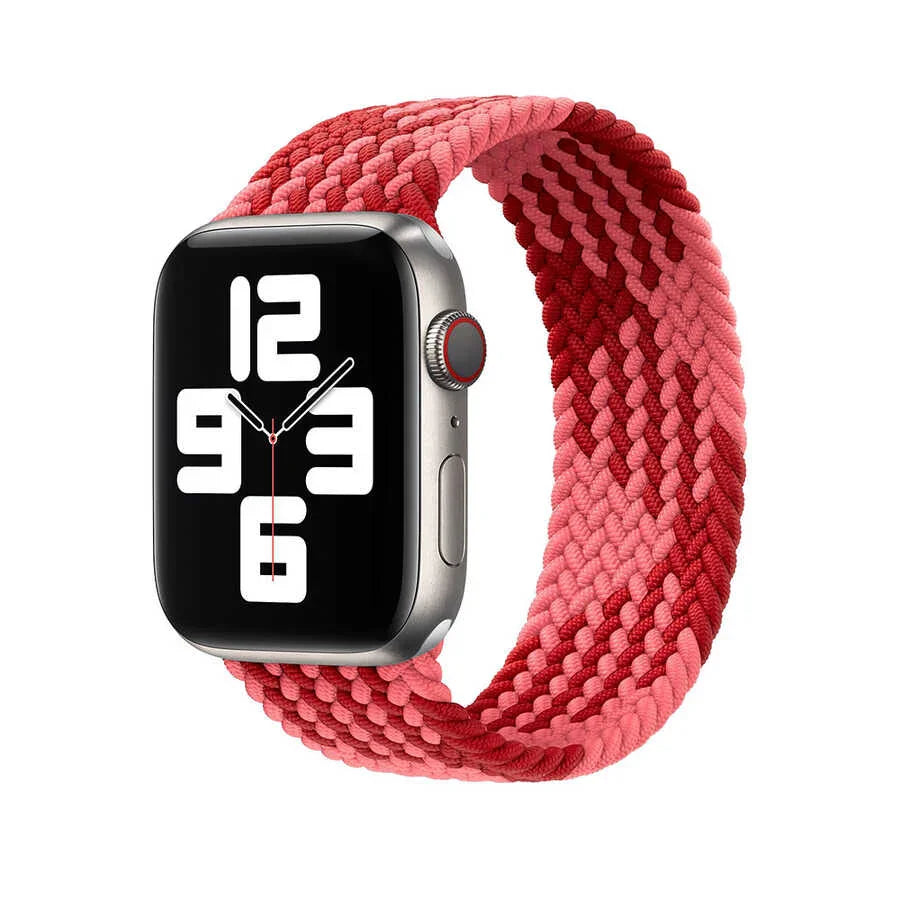Wiwu Watch 49/46/45/44 Mm Braided Loop 155mm Strap - Pink+Red - Tashqila Wiwu Watch 49/46/45/44 Mm Braided Loop 155mm Strap - Pink+Red - Tashqila